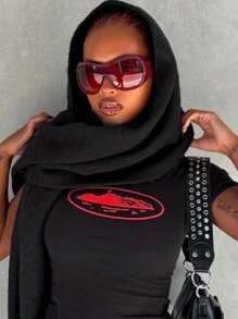 1 chiếc khẩu trang quấn quanh mặt kèm kính thời trang Y2K cá nhân hóa, phụ kiện đường phố, bãi biển, kỳ nghỉ hè cho nữ, kính du lịch ngoài trời. - Đỏ - Xem 3