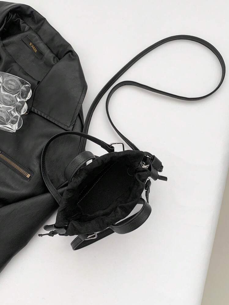 Mini Crocodile Pattern Hand Bag, Shoulder Bag, Crossbody Bag For Lipstick, Cosmetics - Black - View 3
