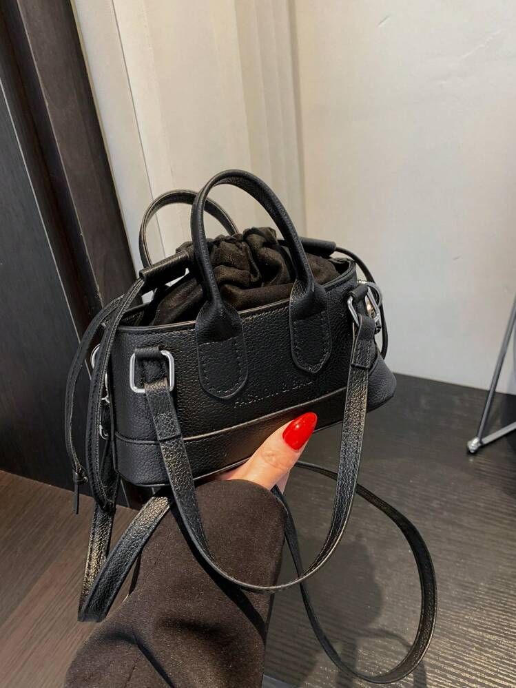 Mini Crocodile Pattern Hand Bag, Shoulder Bag, Crossbody Bag For Lipstick, Cosmetics - Black - View 7