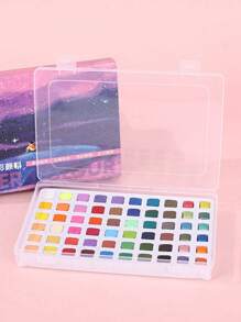 72 色固体仿珍珠水彩颜料，颜色随机，便携式艺术绘画用品套装，适合儿童和学生，办公和学习用品，开学季适用 - 60色 - 查看 7