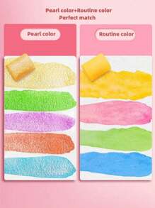 72 色固体仿珍珠水彩颜料，颜色随机，便携式艺术绘画用品套装，适合儿童和学生，办公和学习用品，开学季适用 - 60色 - 查看 9