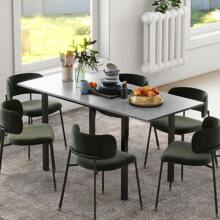 HOMCOM Table à manger extensible table de cuisine design moderne avec grand plateau 6 personnes cadre en acier gris foncé - Gris - Voir 6
