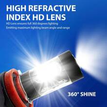 2 PCS Car LED Fog Light Bulbs, 12V-24V High Power 55W Super Bright Waterproof Metal Vehicle Fog Light Replacement, Universal Lighting Accessories For Truck SUV Car (White Light #H11)