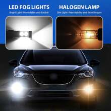 2 PCS Car LED Fog Light Bulbs, 12V-24V High Power 55W Super Bright Waterproof Metal Vehicle Fog Light Replacement, Universal Lighting Accessories For Truck SUV Car (White Light #H11)