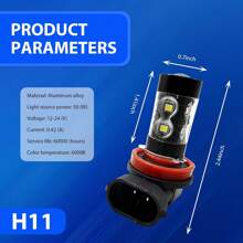 2 PCS Car LED Fog Light Bulbs, 12V-24V High Power 55W Super Bright Waterproof Metal Vehicle Fog Light Replacement, Universal Lighting Accessories For Truck SUV Car (White Light #H11)