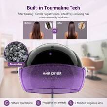 1875W Ionic Hooded Dryer Bonnet Sit Under Hair Dryer For Home And Salon Professional,Beauty Valentine'S Day Gift For Her - Màu tím - Xem 2