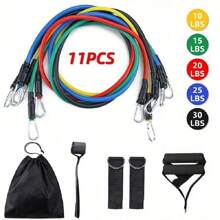 11pcs TPE Resistance Bands Set, Resistance Bands With Door Anchor, Handles, Carry Bag, Legs Ankle Straps, Exercise Bands, Workout Bands, For Home Gym, Fitness, Yoga & Pilates, Suitable For Beginners