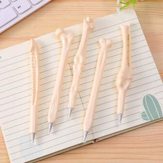 5 Pieces/Pack Of Bone Shaped Blue Ballpoint Pens, Creative And Personalized Blue Signature Pens, New And Unique Stationery Supplies, Funny Bone Pens School Supplies, Back To School