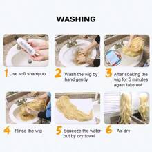 漸變黑色至熱粉色鬆緊波波頭假髮,女士肩長直髮中分防燙（黑色轉粉色） - 玫紅色 - 查看 10