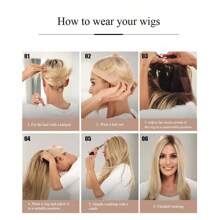 漸變黑色至熱粉色鬆緊波波頭假髮,女士肩長直髮中分防燙（黑色轉粉色） - 玫紅色 - 查看 9