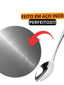 Colheres em Aço Inox Kit 12 Unidades Elegância e Durabilidade para sua Cozinha - Cinza - Visão 8