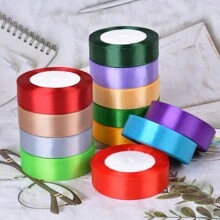 1捲2.5cm寬,2300cm長的緞帶;非常適合diy髮飾、手工藝品、烘焙裝飾、手工蝴蝶結、婚禮裝飾、diy禮物包裝和卡片製作等用途 - 橘色 - 查看 2
