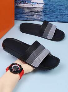 Men's Spring To Summer Gradient Color Outdoor Slippers - Anti-Slip, Casual & Comfortable For Students & Daily Wear - Grey - View 2