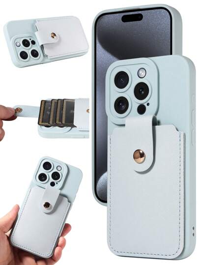 1pc 17 Pro Max/17 Pro/Air/17/16 Pro Max Sliding Card Slot PU Leather Phone Case Compatible With Samsung/