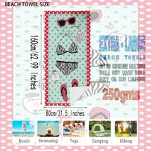 1件加厚沙灘比基尼圖案加厚超細纖維毛巾夏季沙灘巾草墊瑜珈墊適用於游泳池露營旅行沙灘巾披肩 - 彩色 - 查看 7