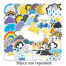 50pcs Hand Tent Weather Cartoon Graffiti Creative Waterproof Stickers - Apricot - View 1