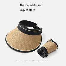 Double-Layer Woven Sun Hat, Foldable, Wide-Brimmed, Sunscreen, Fashionable And Personalized, Suitable For Beach, Summer