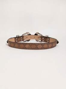 1 Miếng Quý cô Hoa Điêu khắc Phong cách phương Tây Khóa kép Punk Vintage Thắt lưng Thích hợp Đối với Mặc hàng ngày - màu nâu - Xem 3