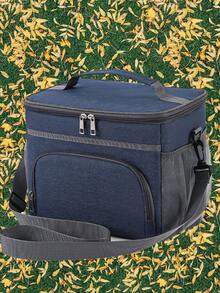 1 件保溫午餐袋適合返校季,簡單午餐袋適合學生和上班族,大容量厚鋁箔野餐袋適合戶外活動 - 藏青色 - 查看 3