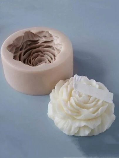 均码牡丹花香薰蜡烛硅胶模具，3D 蜡烛和石膏香薰装饰模具，莲花装饰硅胶模具