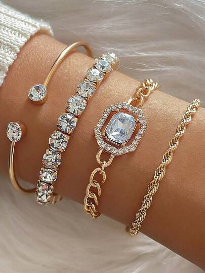 4pcs Bohemian Style Women's Chain Bracelet Set