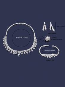 1set Shiny Cubic Zirconia Luxury Bridal Wedding Party Jewelry Set For Women