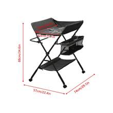 Baby Nappy Changing Table With Wheels And Storage, Folding Infant Care Station, Height Adjustable Changing Unit, Backache-Free Diaper Changing, Under 12 Month - Black - View 2