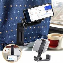 Ankndo 1Pc Airplane Phone Holder Portable Travel Stand Desktop Foldable Adjustable Rotatable Selfie Holder Train Seat Stand Phone Support - Black - View 5