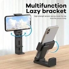 Ankndo 1Pc Airplane Phone Holder Portable Travel Stand Desktop Foldable Adjustable Rotatable Selfie Holder Train Seat Stand Phone Support - Black - View 8