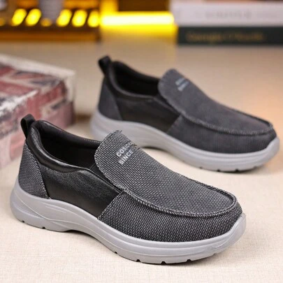 Mocassini in tela da uomo slip-on, scarpe casual da guida, sneaker chunky, scarpe casual da business con suola piatta, traspiranti, leggere e confortevoli