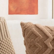 1pc Plush Geometric Pattern Pillow Case, Bohemian Style, Suitable For Living Room, Bedroom, Family Decor, Pillow Core Not Included, Four Season Use - Coffee Brown - View 6