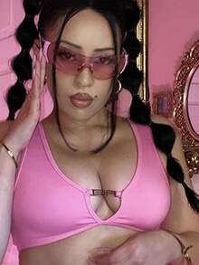 1pc Women's Fashionable Pink Wrap Fashion Glasses With Rhinestone For Music Festivals And Daily Use - Pink - View 2