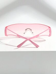 1pc Women's Fashionable Pink Wrap Fashion Glasses With Rhinestone For Music Festivals And Daily Use - Pink - View 5