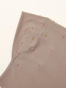 1入組女士雙色鑲鑽方便頭帶黑瑪瑙,頭巾,純色舒適內帽,簡單百搭,適合日常穿著優雅 - 釘鑽套頭帽 - 查看 11