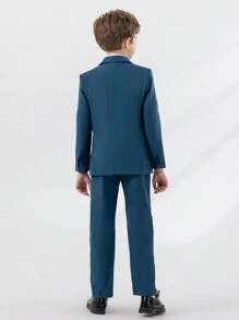 4 件套男童绅士西装套装：夹克、背心、裤子、领结，优雅简约，适合节日、典礼和日常活动 - 綠色 - 查看 5