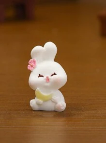 4/8pcs/Set Resin Rabbit Car Decor, Cute Animal Tiny Landscape Ornament, Desk Display, Crafty Accessory With Adhesive Tape, Dashboard Decor, Freely Placed - White - View 10