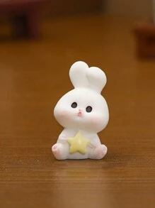 4/8pcs/Set Resin Rabbit Car Decor, Cute Animal Tiny Landscape Ornament, Desk Display, Crafty Accessory With Adhesive Tape, Dashboard Decor, Freely Placed - White - View 9