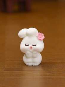 4/8pcs/Set Resin Rabbit Car Decor, Cute Animal Tiny Landscape Ornament, Desk Display, Crafty Accessory With Adhesive Tape, Dashboard Decor, Freely Placed - White - View 7