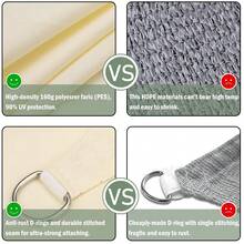 遮陽帆,防水花園庇護所95%阻擋紫外線遮陽簷篷,適用於庭院花園後院露營泳池 - 米色 - 查看 4