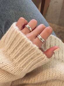 1pc S925 Sterling Silver Minimalist Smooth Line Thin Ring Heavy Craftsmanship Thread Rings Gift For Women Couple Fine Jewelry - Silver - View 6