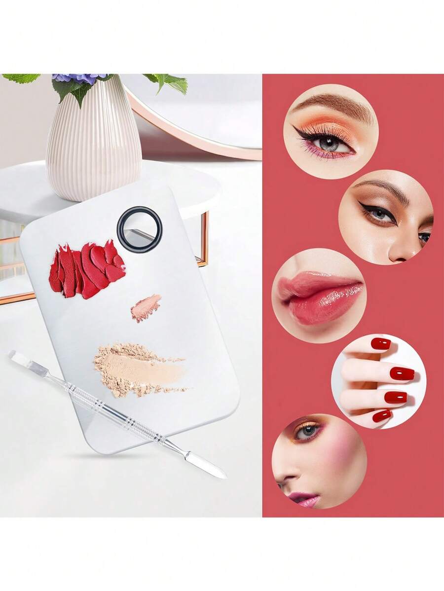 Makeup Mixing Palette, Upgraded Stainless Steel Metal Mixing Tray, With