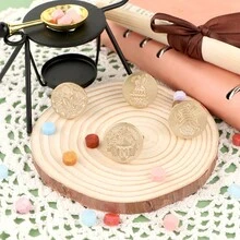 CYFUN DESIGN 1入組復活節兔子拿蛋蠟封印章,可拆卸圓形黃銅頭,無手把,適用於收藏,邀請卡,信封,卡片禮品包裝 - 金色 - 查看 6