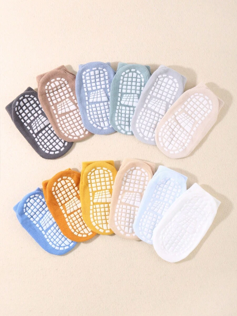 5pairs/Set Infant & Toddler Random Anti-Slip Dotted Socks, Floor Socks - Multicolor - View 1
