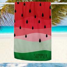 1 stuk verdikt watermeloenpatroon, verdikte ultrafijne vezelhanddoek, zomerstrandhanddoek, grasmat, yogamat, geschikt voor zwembad, kamperen, reizen, strandhanddoek, strandbenodigdheden