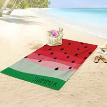 1 stuk verdikt watermeloenpatroon, verdikte ultrafijne vezelhanddoek, zomerstrandhanddoek, grasmat, yogamat, geschikt voor zwembad, kamperen, reizen, strandhanddoek, strandbenodigdheden