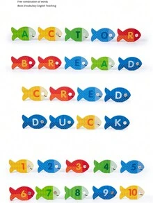 兒童字母磁力釣魚認識數字穿珠早教教具親子遊戲2-6歲男女孩