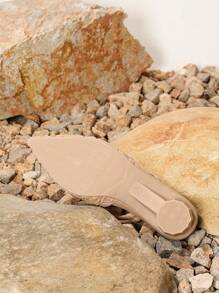 Women's Pointed Toe High Heels Rose Patterned Fashionable Camel Color Chunky Heel Elegant Style Sandals For Spring And Summer Valentines - Camel - View 7