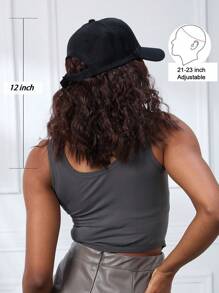 Hat Wig For Women, 12 Inch Short Wave Baseball Cap Wig With Curly Synthetic Hair Extensions, Adjustable Black Baseball Hat Wig - Dark Brown - View 8