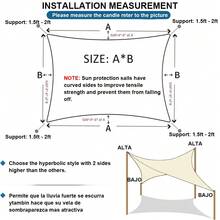 遮陽帆,防水花園庇護所95%阻擋紫外線遮陽簷篷,適用於庭院花園後院露營泳池 - 米色 - 查看 6