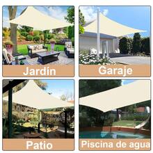 遮陽帆,防水花園庇護所95%阻擋紫外線遮陽簷篷,適用於庭院花園後院露營泳池 - 米色 - 查看 7